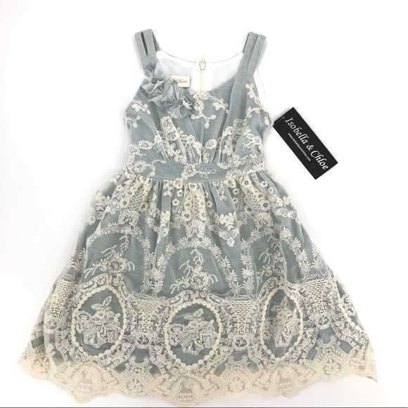 Isobella & Chloe Other - NWT Isobella & Chloe Dusty Blue Ivory Lace Dress